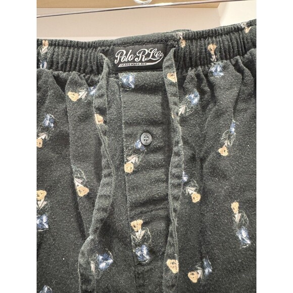 Polo Ralph Lauren Mens M Black Drawstring All Over Teddy Bear Pajama Pants - Picture 2 of 9